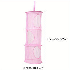 Hanging Mesh Storage Rack Foldable Organizer 3 Compartments