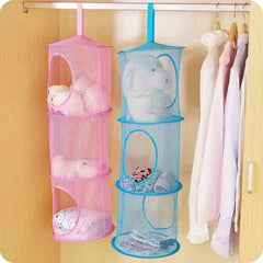 Hanging Mesh Storage Rack Foldable Organizer 3 Compartments