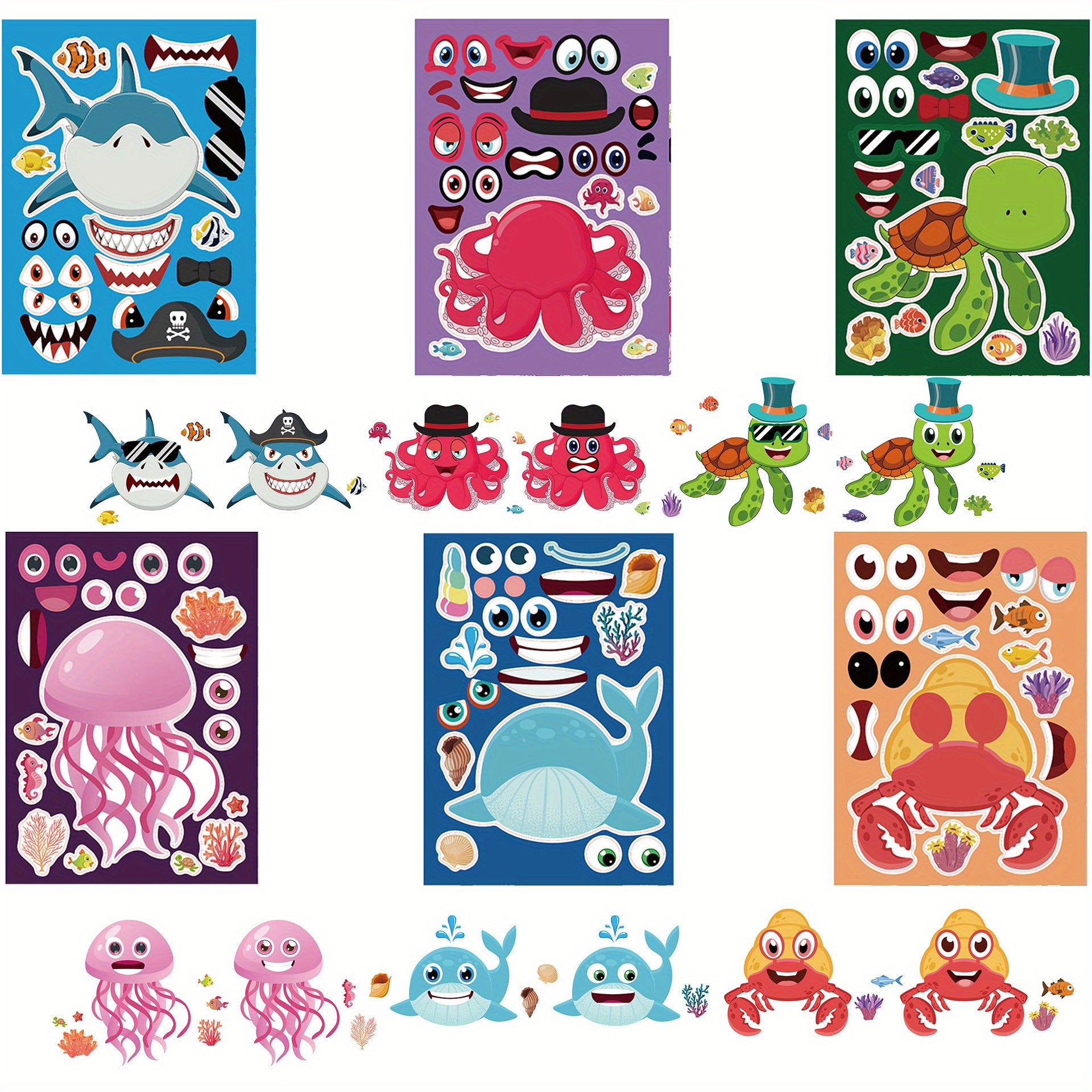 12pcs Sea Animal Puzzle DIY Stickers - Educational Student Toys