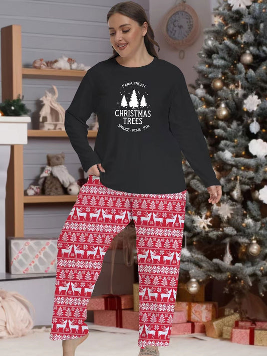 Christmas Casual Pajamas Set Women's Plus Christmas Tree