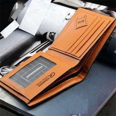 Men's Leather Wallet PU Leather Card Slots ID Holder Coin Purse