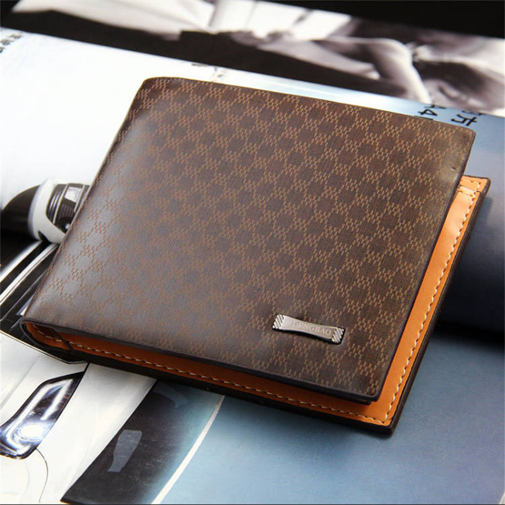 Men's Leather Wallet PU Leather Card Slots ID Holder Coin Purse