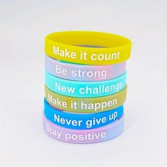 12PCS Inspirational Quote Silicone Bracelet Set