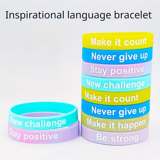 12PCS Inspirational Quote Silicone Bracelet Set