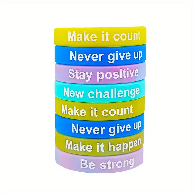 12PCS Inspirational Quote Silicone Bracelet Set