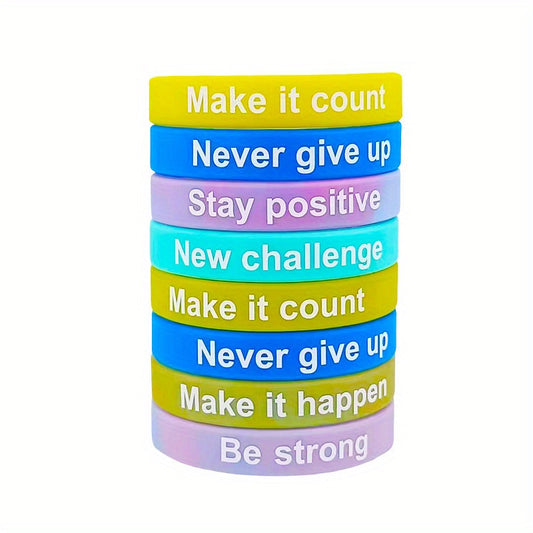 12PCS Inspirational Quote Silicone Bracelet Set