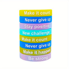12PCS Inspirational Quote Silicone Bracelet Set
