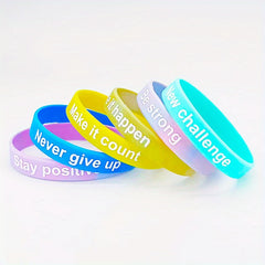 12PCS Inspirational Quote Silicone Bracelet Set