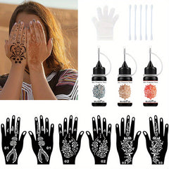 Long Lasting Temporary Tattoo Inks & Stencils Kit Semi Permanent Tattoo Ink Gel
