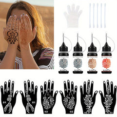 Long Lasting Temporary Tattoo Inks & Stencils Kit Semi Permanent Tattoo Ink Gel