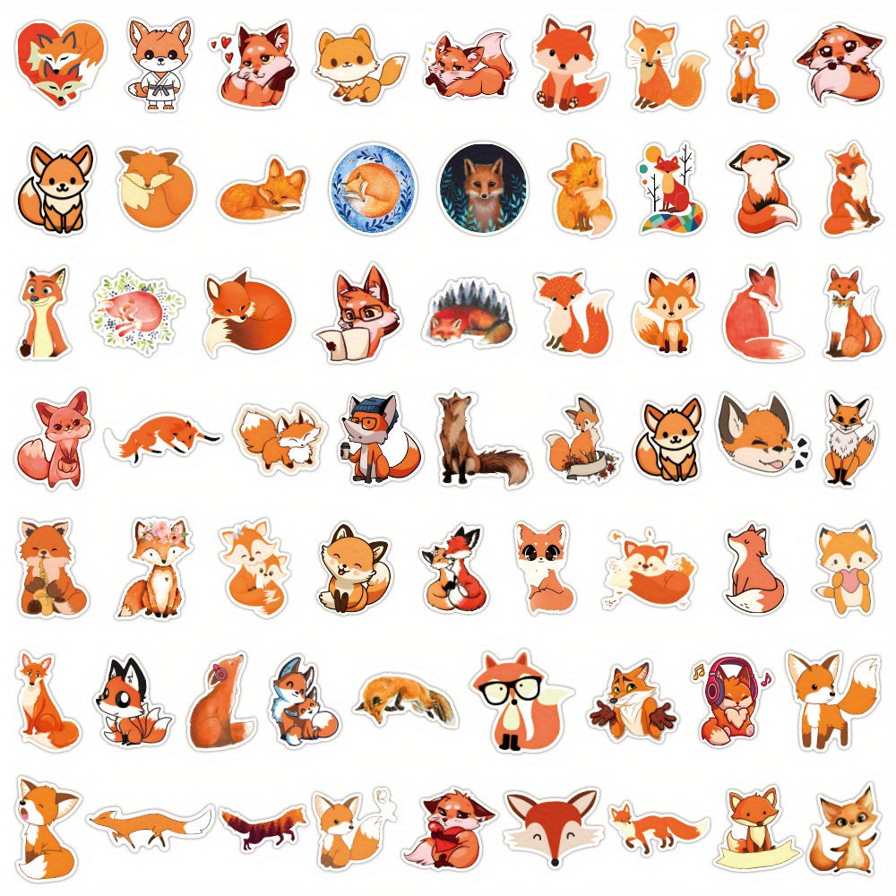 60pcs Fox Animal Waterproof Vinyl Stickers Water Bottle Laptop Phone