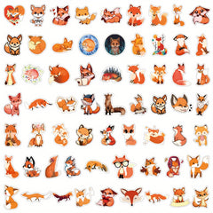 60pcs Fox Animal Waterproof Vinyl Stickers Water Bottle Laptop Phone