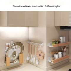 Kitchen Seasoning Rack Wall-mounted Solid Wood Shelf