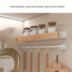 Kitchen Seasoning Rack Wall-mounted Solid Wood Shelf
