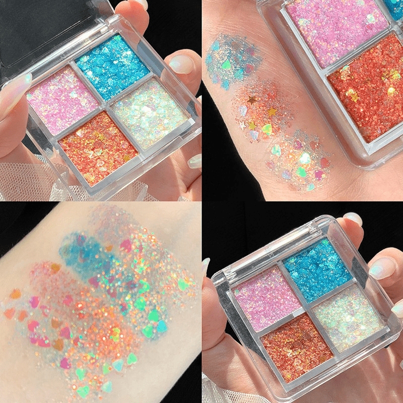Sequins Eyeshadow Palette Glitter Eyeshadow Golden Silver