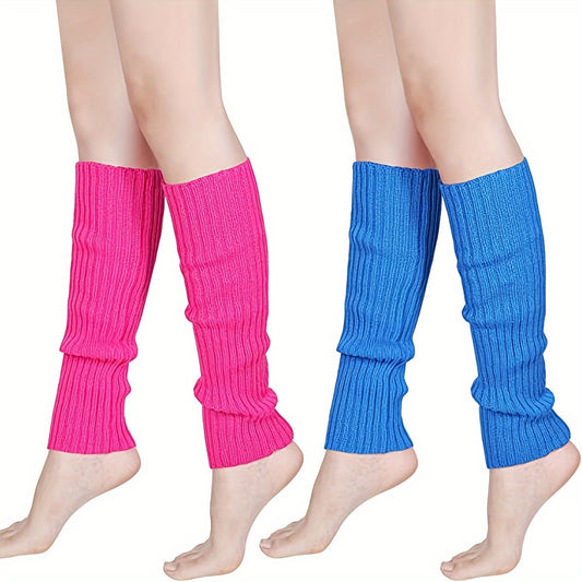 Knit Ribbed Leg Warmers Knee High Socks Women's Stockings