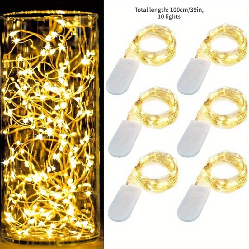Waterproof Fairy String Lights 10 Micro Starry LEDs Silvery Copper Wire