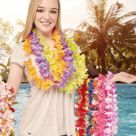 10pcs Hawaiian Flower Wreath Garland Necklace Luau Party Supplies