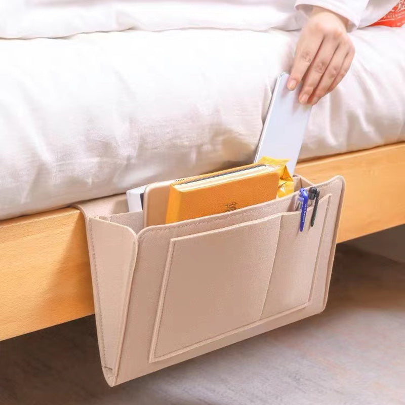 1pc Hanging Bedside Felt Storage Bag Large Capacity Storage Box