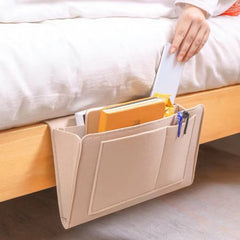 1pc Hanging Bedside Felt Storage Bag Large Capacity Storage Box