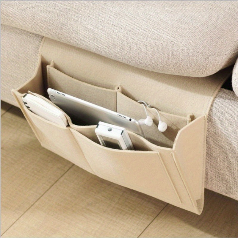 1pc Hanging Bedside Felt Storage Bag Large Capacity Storage Box