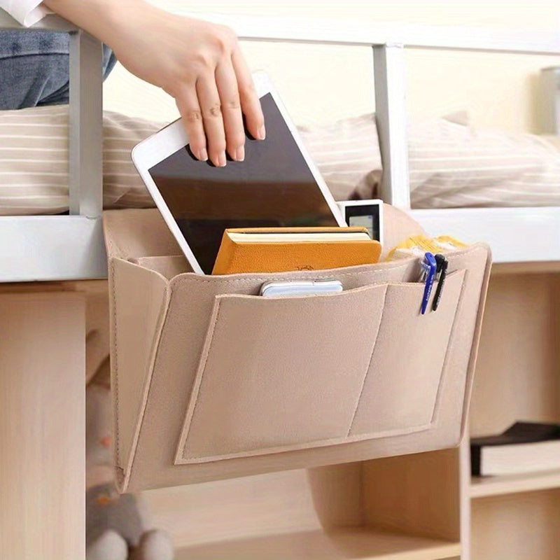 1pc Hanging Bedside Felt Storage Bag Large Capacity Storage Box