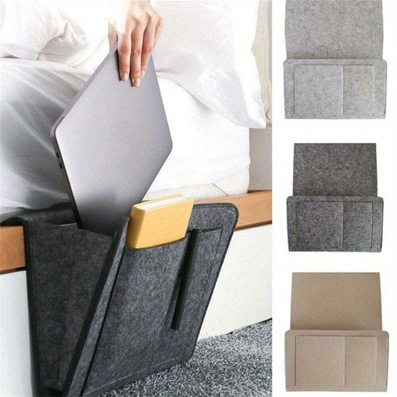 1pc Hanging Bedside Felt Storage Bag Large Capacity Storage Box