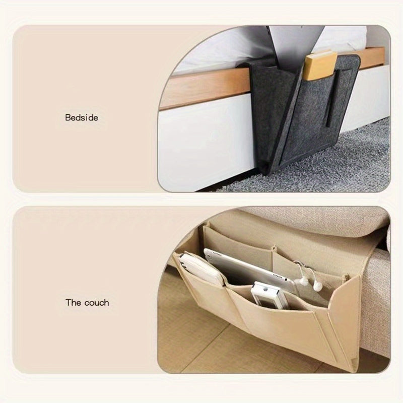 1pc Hanging Bedside Felt Storage Bag Large Capacity Storage Box