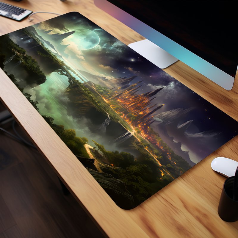 Magic Castle Large Desk Mat Non Slip Water Resistant Mouse Pad