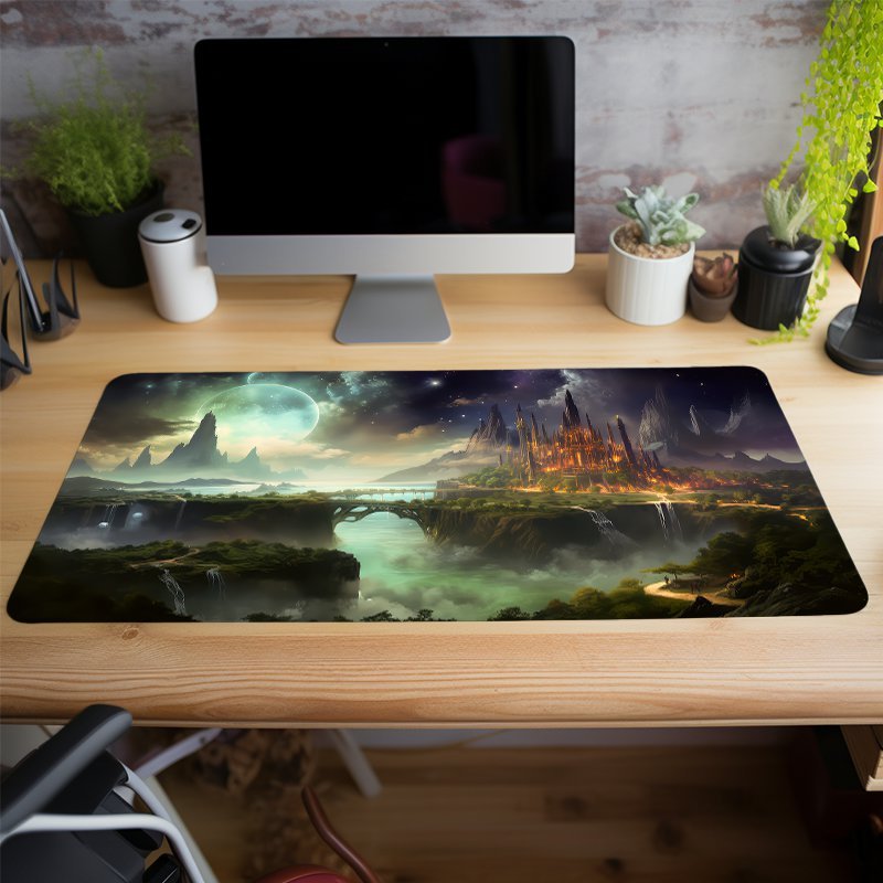 Magic Castle Large Desk Mat Non Slip Water Resistant Mouse Pad