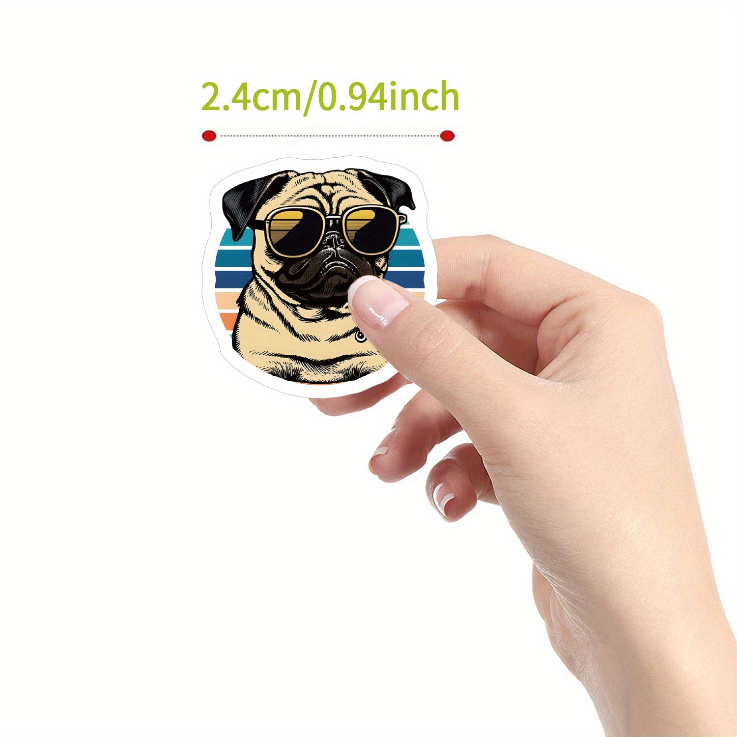 500pcs Pug Dog Funny Stickers 2 54 Cm Labels 10 Patterns Cartoon Decals