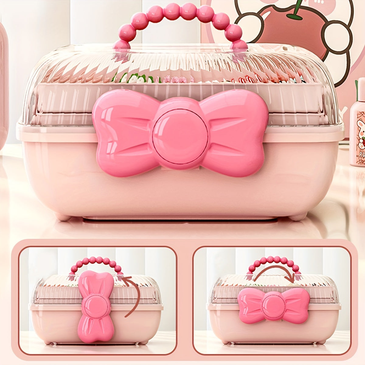 Plastic Bow Jewelry Storage Box Layer Jewelry Toy Storage Box