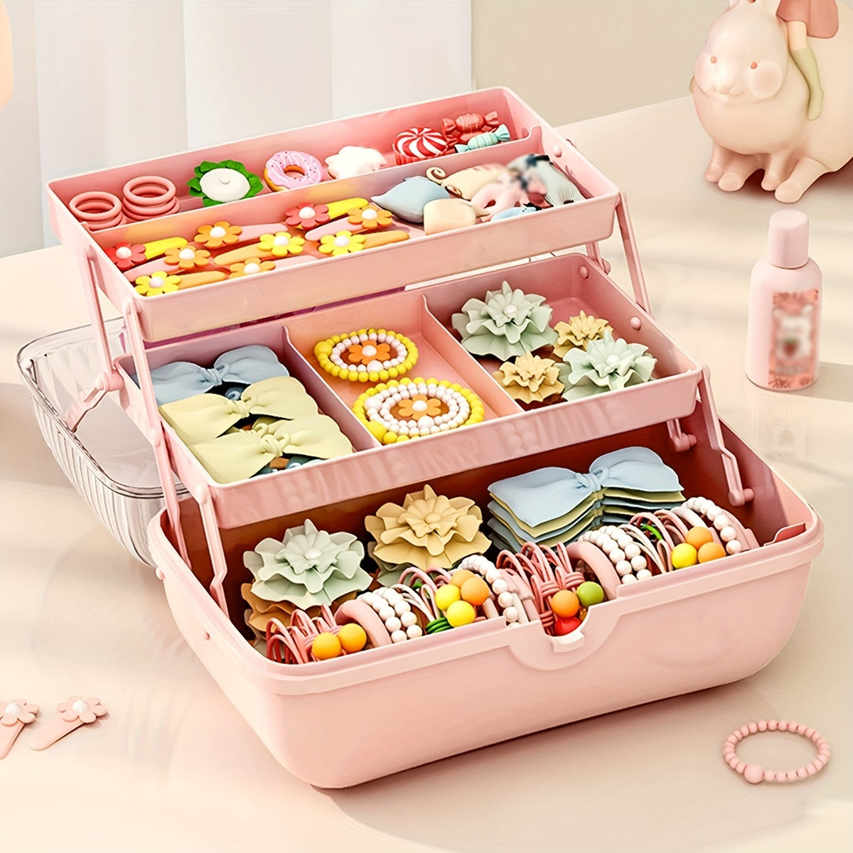 Plastic Bow Jewelry Storage Box Layer Jewelry Toy Storage Box