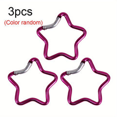5pcs Star Shaped Carabiner Key Chain Outdoor Camping Travel Climbing Accessories