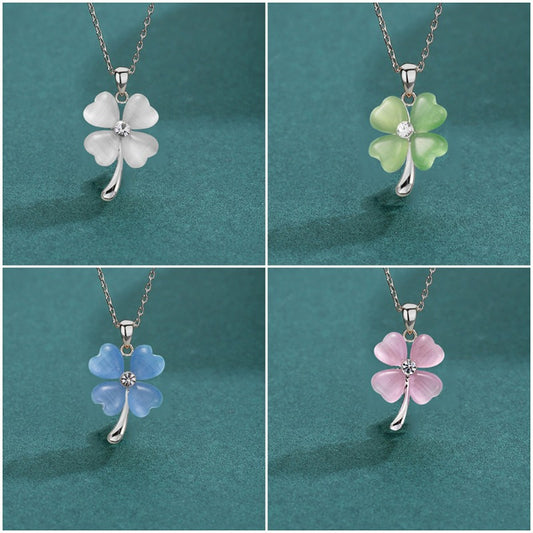Four Leaf Clover Necklace Gift for Female Students