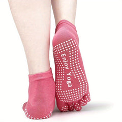 Women's Colorful Full Toe Grip Socks Non Slip Non Skid Gel Bottom