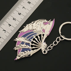 1pc Alloy Mini Phoenix Fan Metal Keychain Novelty Creative Fan Key Chain