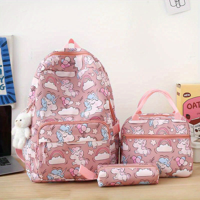 3pcs Cartoon Backpack Set Large Capacity School Bag