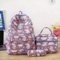 3pcs Cartoon Backpack Set Large Capacity School Bag