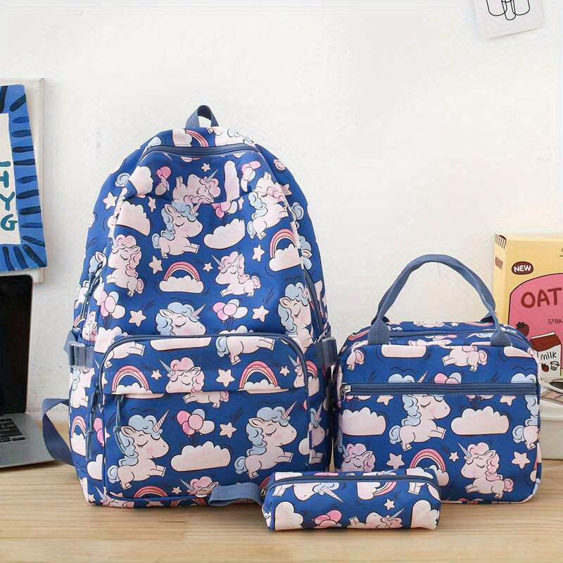 3pcs Cartoon Backpack Set Large Capacity School Bag