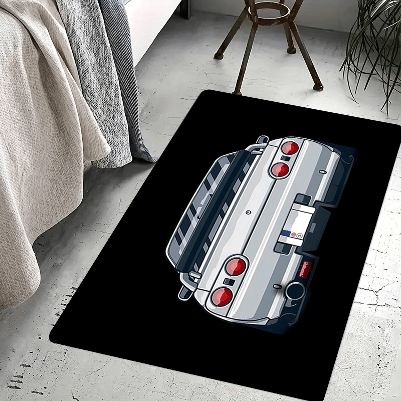 Sports Car Pattern Area Rug Non Slip Colorful Indoor Carpet