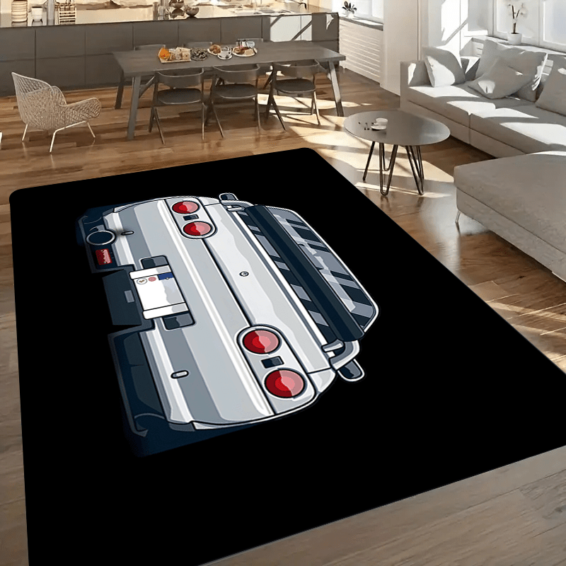 Sports Car Pattern Area Rug Non Slip Colorful Indoor Carpet