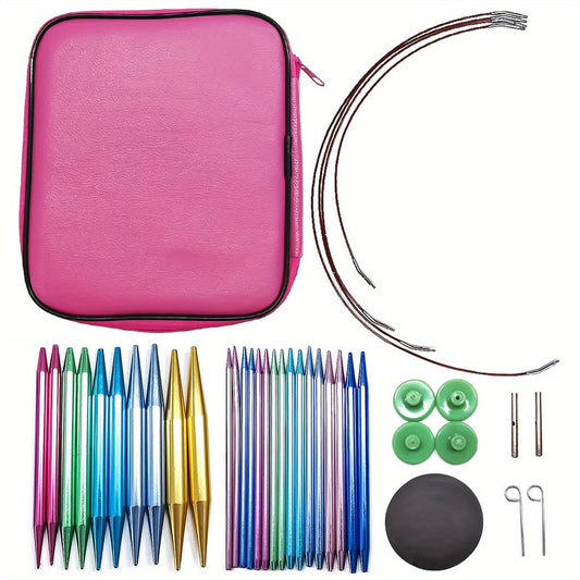 Aluminum Circular Knitting Needles Set Interchangeable Crochet Hooks Weaving