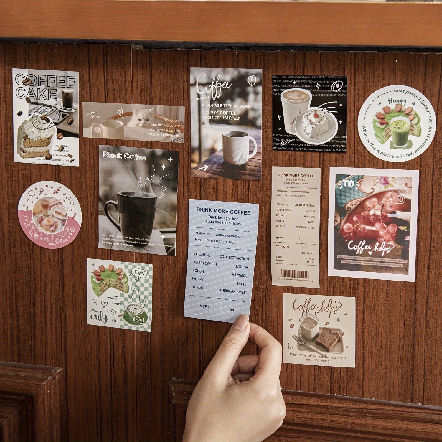 Coffee Theme Stickers Set, 40 Sheets Notebook Water Cup Photo Frame Decor
