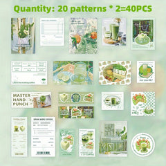 Coffee Theme Stickers Set, 40 Sheets Notebook Water Cup Photo Frame Decor