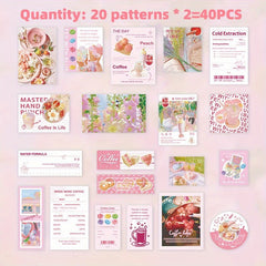 Coffee Theme Stickers Set, 40 Sheets Notebook Water Cup Photo Frame Decor