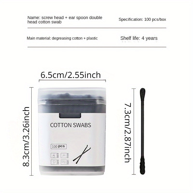 100pcs Disposable Cotton Swabs Double-sided Ear Cleaning