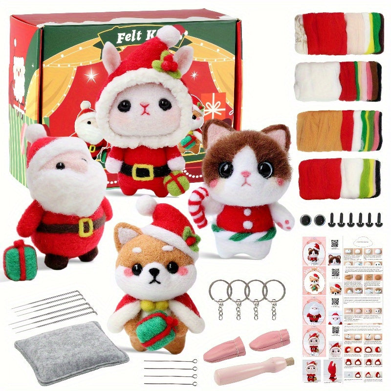 4pc Wool Needle Felting Kit for Beginners DIY Animal Craft Material P