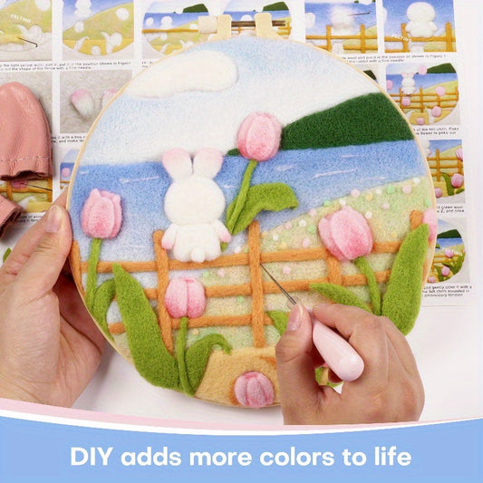 2pcs Flower Embroidery Bandage Wool Felt DIY Material Bag Decor Gift
