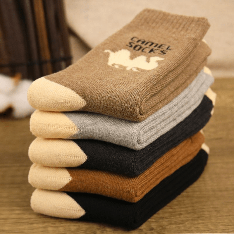 5 Pairs Men's Winter Crew Socks Thick Cotton Warm Socks